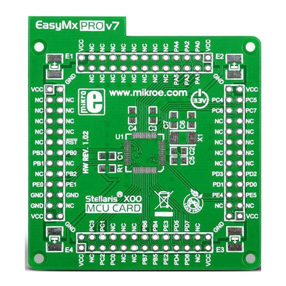 Mikroelektronika d.o.o. MIKROE-1037 EasyMx PRO v7 for Stellaris x00 series empty MCU card for 48-pin TQFP - The Debug Store UK