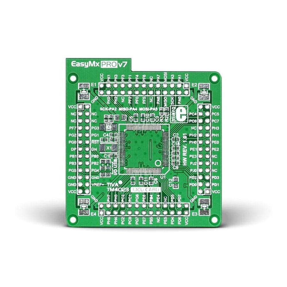Mikroelektronika d.o.o. MIKROE-1624 EasyMx PRO v7 for Tiva Empty MCU Card for 100-pin TQFP TM4C123 series - The Debug Store UK
