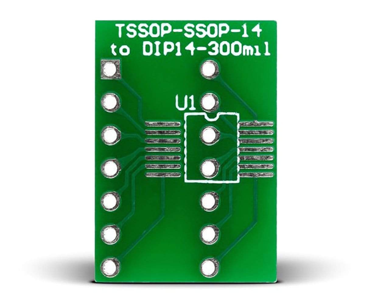 Mikroelektronika d.o.o. MIKROE-304 TSSOP-SSOP-14 to DIP14-300mil Adapter - The Debug Store UK