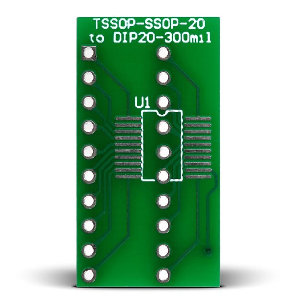Mikroelektronika d.o.o. MIKROE-307 TSSOP-SSOP-20 to DIP20-300mil Adapter - The Debug Store UK