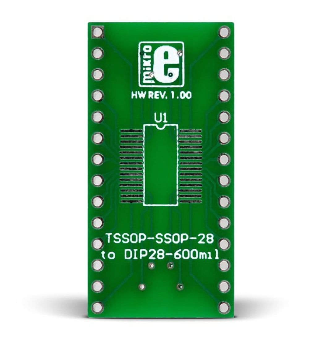 Mikroelektronika d.o.o. MIKROE-310 TSSOP-SSOP-28 to DIP28-600mil Adapter - The Debug Store UK