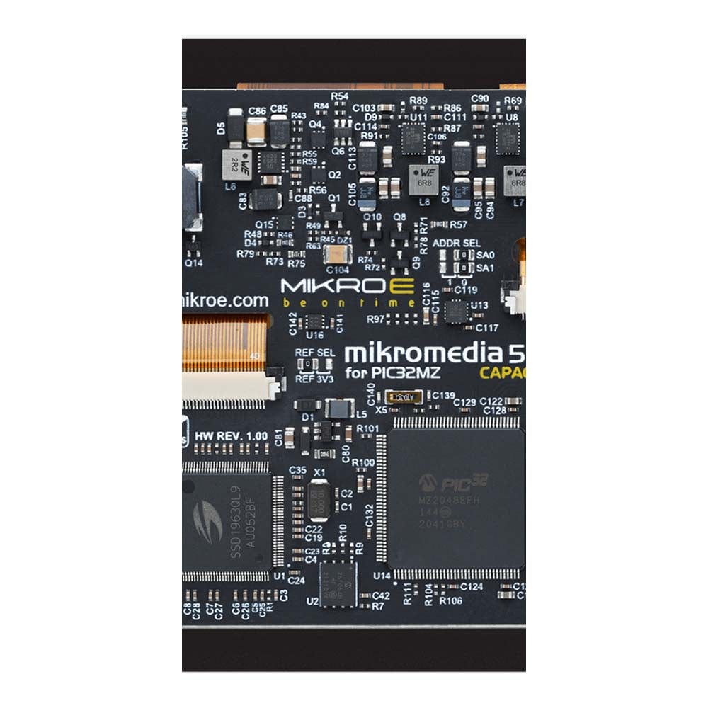 Mikroelektronika d.o.o. MIKROE-4994 Mikromedia 5 for PIC32MZ Capacitive FPI with Bezel - The Debug Store UK