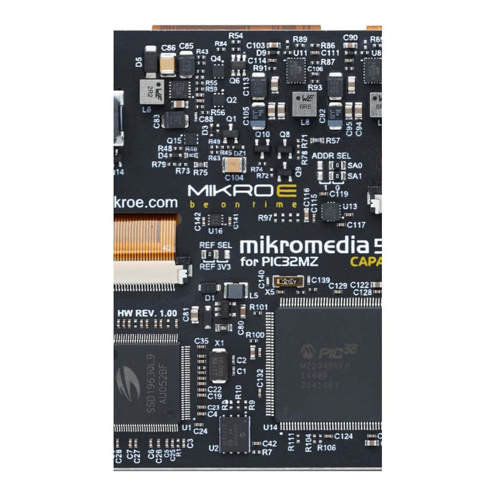 Mikroelektronika d.o.o. MIKROE-4993 mikromedia 5 for PIC32MZ Capacitive FPI with Frame - The Debug Store UK